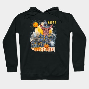 Chihuahua Happy Howl-o-ween Ghost Houses Funny Watercolor Hoodie